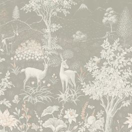 Фактурное панно российского производства с изображением сказочного леса и животных в серебристо зеленых тонах